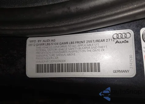 2013 Audi A6 2.0T Premium из США, поврежденный, VIN WAUGFAFC2DN024004